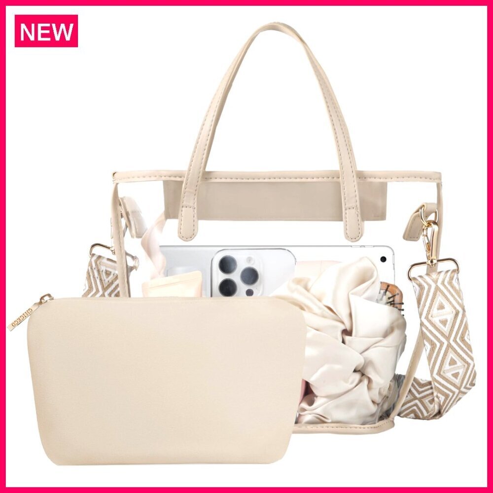 Clear Stadium Tote Bag with Adjustable Straps, 11.4x9.1x5.1in PVC